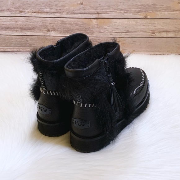 UGG Women’s Fluff Punk Boots In Black - Picture 6 of 9